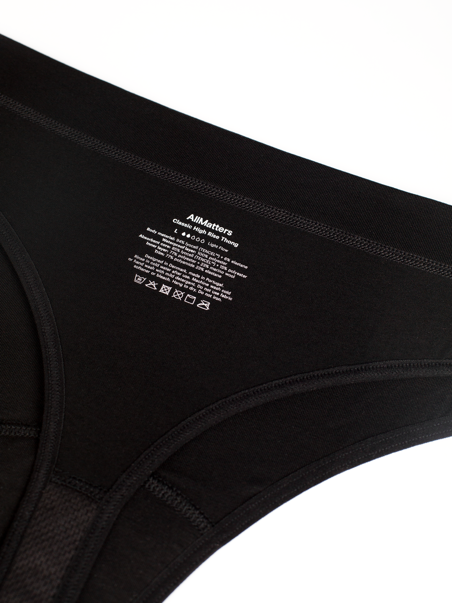 Classic High Rise Thong in Zwart