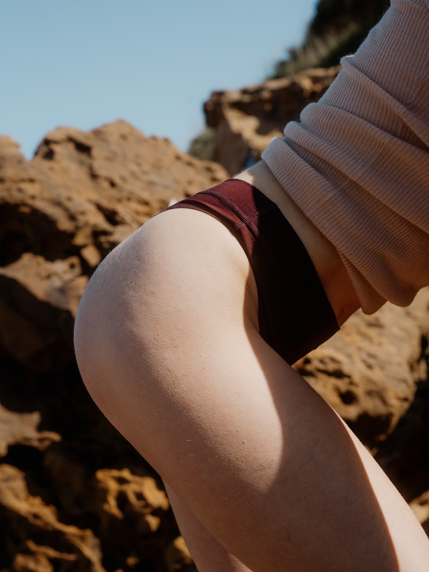 Classic High Rise Thong in Dark Plum