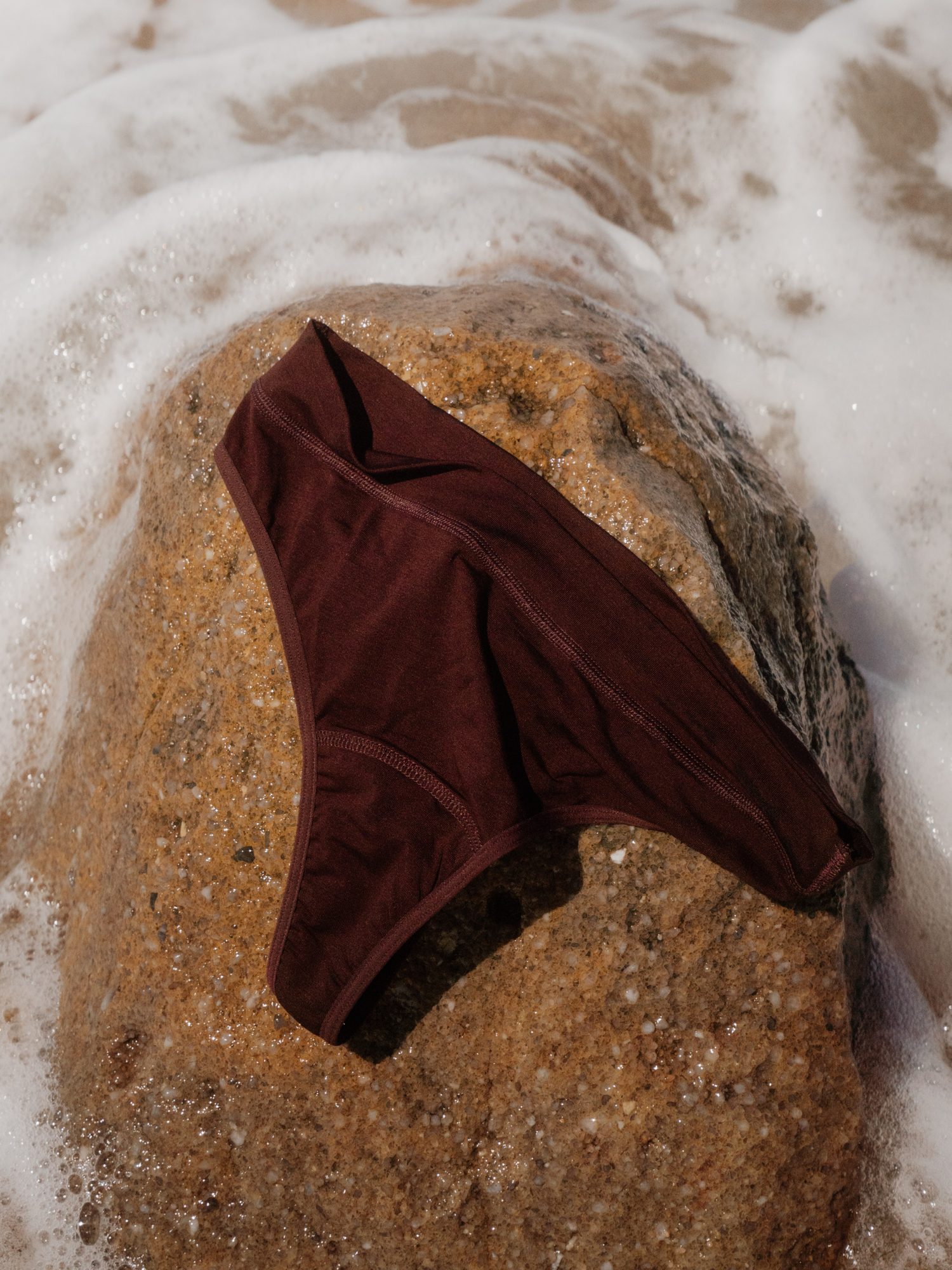 Classic High Rise Thong in Dark Plum